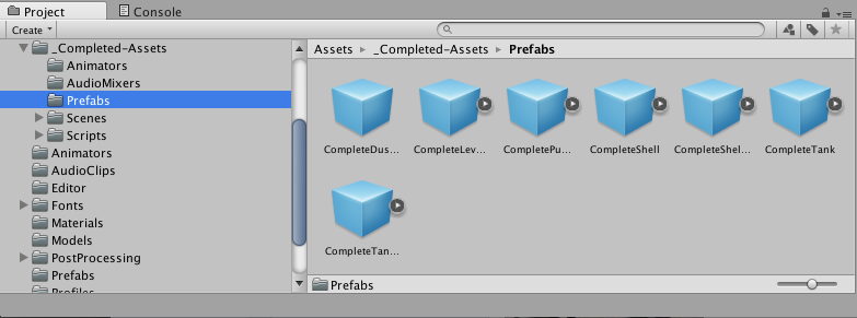 unity editor.unity official tutorial.tank.screenshot.projectview2